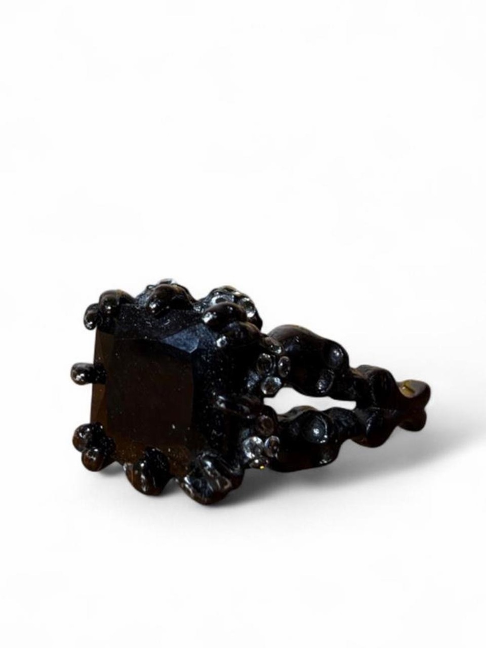 Whimsygoth/Emo/Goth Black Statement Ring + Square Stone | 8 | NWOT